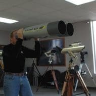 Kevin Busarow holds the Fujinon 40x150 ED-SX