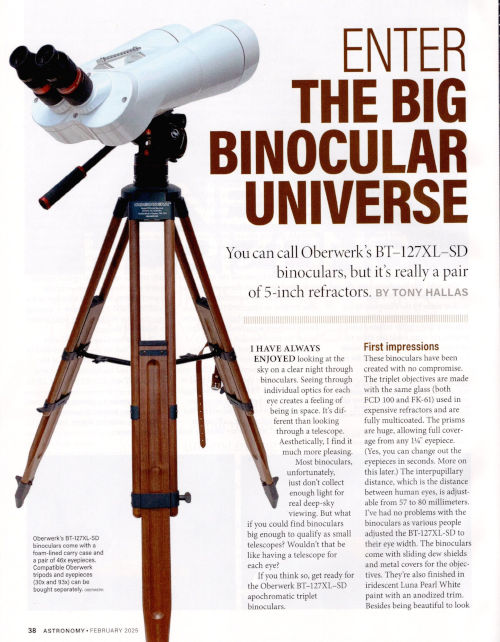 Astronomy Magazine February 2025 review of the Oberwerk BT-127XL-SD