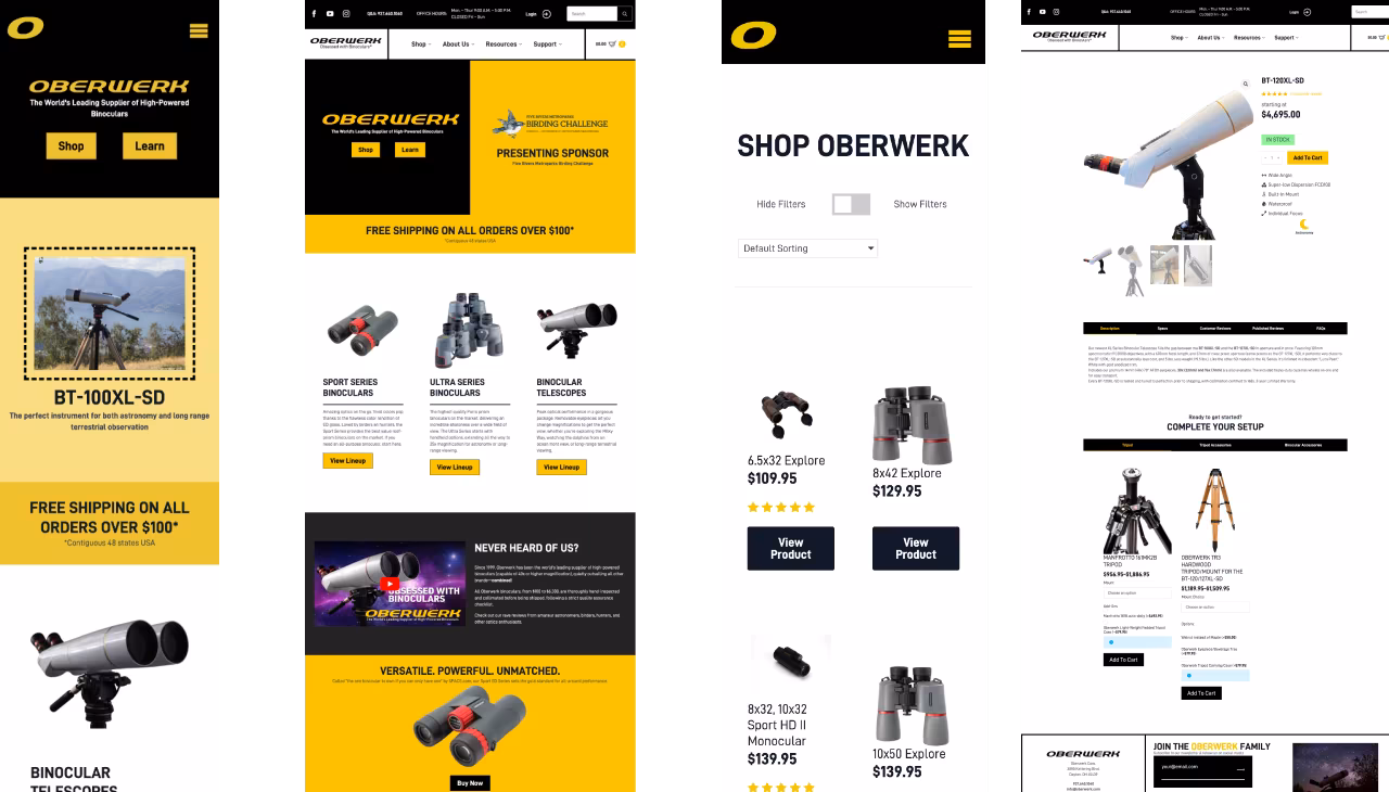 Screenshots showing off the new oberwerk.com